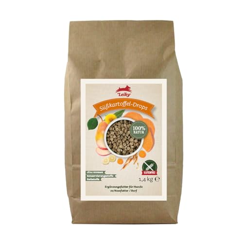 Leiky Süßkartoffel-Drops | 1,5 kg | Nassfutter Barf Zusatz für Hunde | Vegetarisch | Glutenfrei | Ergänzung | Gemüse | Naturprodukt von Leiky