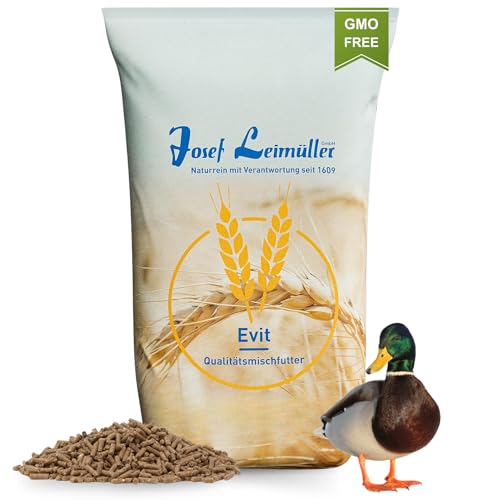 Leimüller Entenfutter Pellets Premiumqualität 25 kg - Vogelfutter für Ente, Gänse, Laufente - Gänsefutter 100% gentechnikfrei, gereinigt - Entenstarter & Kükenfutter von Leimüller