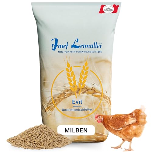 Leimüller Hühnerfutter gegen Milben 5 kg - Staubfreies Legehennenfutter Pellets Premium - Natürlicher Wirkstoff mit Citrus, Nelken und Kräuter - AMA-Gütesiegel & 100% Gentechnikfrei von Leimüller