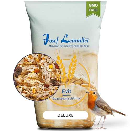 Leimüller Vogelfutter Wildvögel Ganzjährig 25Kg (Deluxe mit Insekten) - Premium Wildvogelfutter mit Mehlwürmern, Sonnenblumenkernen & Erdnüsse - Hohe Energie - Streufutter Wildvögel Staubfrei von Leimüller