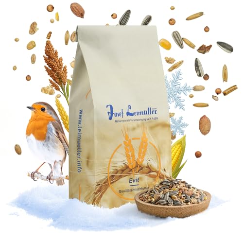 Leimüller Vogelfutter (Winter Spezial) - Premium Wildvogelfutter 25Kg mit schwarzen Sonnenblumenkernen & Mehlwürmern - Hoher Energiegehalt - Streufutter für Wildvögel Staubfrei von Leimüller