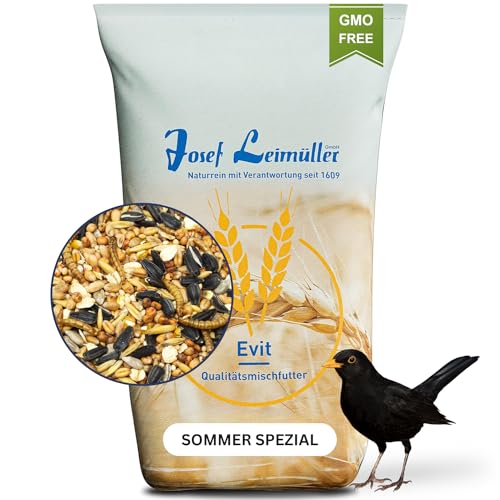 Leimüller Vogelfutter Wildvögel 5Kg (Sommer Spezial) - Premium Wildvogelfutter mit schwarzen Sonnenblumenkernen & Mehlwürmern - Extra Energie für Aufzucht - Streufutter Wildvögel Staubfrei von Leimüller