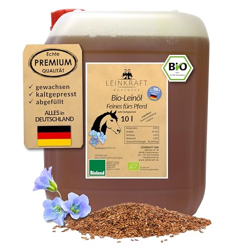 Leinkraft Bio-Leinöl 10L für Pferde naturbelassen kaltgepresst für Hunde & Katzen reich an Omega-3 - Leinsamenöl aus Deutscher Bio-Leinsaat Leinkraft Bio-Leinöl 10L für Pferde naturbelassen kaltgepresst für Hunde & Katzen reich an Omega-3 - Leinsamenöl aus Deutscher Bio-Leinsaat von Leinkraft Bodensee