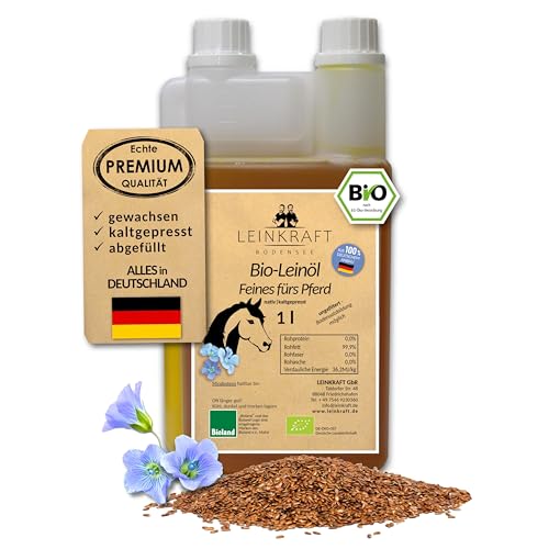 Leinkraft Bio-Leinöl 1L für Pferde naturbelassen kaltgepresst für Hunde & Katzen reich an Omega-3 - Leinsamenöl aus Deutscher Bio-Leinsaat Leinkraft Bio-Leinöl 1L für Pferde naturbelassen kaltgepresst für Hunde & Katzen reich an Omega-3 - Leinsamenöl aus Deutscher Bio-Leinsaat von Leinkraft Bodensee