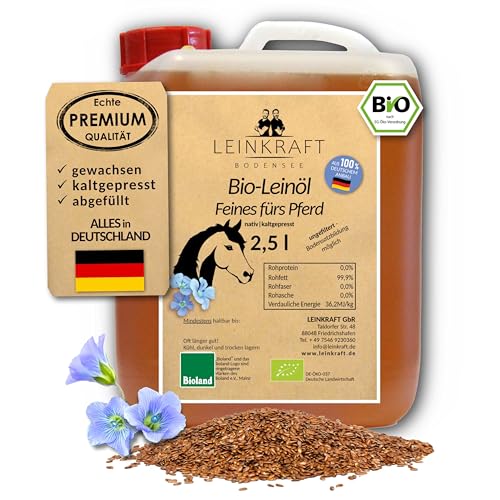 Leinkraft Bio-Leinöl 2.5L für Pferde naturbelassen kaltgepresst für Hunde & Katzen reich an Omega-3 - Leinsamenöl aus Deutscher Bio-Leinsaat Leinkraft Bio-Leinöl 2.5L für Pferde naturbelassen kaltgepresst für Hunde & Katzen reich an Omega-3 - Leinsamenöl aus Deutscher Bio-Leinsaat von Leinkraft Bodensee