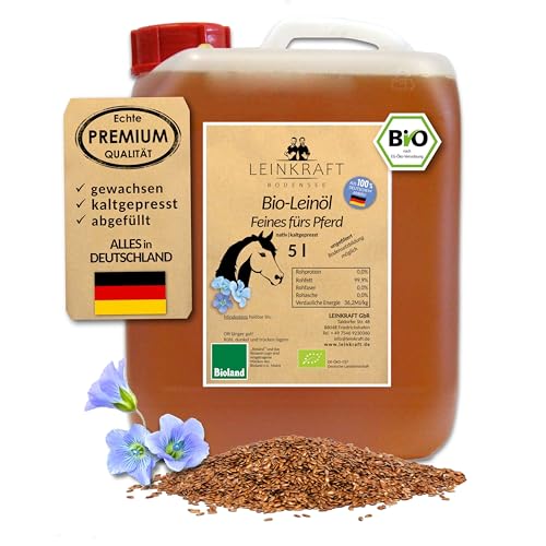Leinkraft Bio-Leinöl 5L für Pferde naturbelassen kaltgepresst für Hunde & Katzen reich an Omega-3 - Leinsamenöl aus Deutscher Bio-Leinsaat Leinkraft Bio-Leinöl 5L für Pferde naturbelassen kaltgepresst für Hunde & Katzen reich an Omega-3 - Leinsamenöl aus Deutscher Bio-Leinsaat von Leinkraft Bodensee