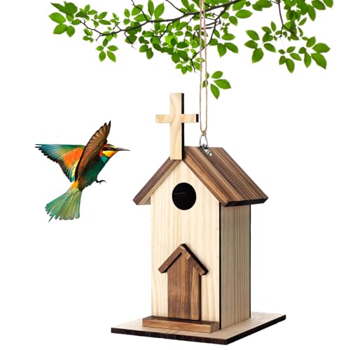 Leinuosen Holzkirche, Vogelhaus, Gartendekoration, 30,5 cm hoch, hängende Nistkästen für den Außenbereich, Terrasse, Garten, Kirche, Dekorationen, 2 Stück Leinuosen Holzkirche, Vogelhaus, Gartendekoration, 30,5 cm hoch, hängende Nistkästen für den Außenbereich, Terrasse, Garten, Kirche, Dekorationen, 2 Stück von Leinuosen