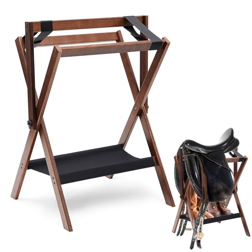 Leinuosen Sattelständer aus Kiefernholz, tragbar, zusammenklappbar, 50,8 cm L x 43,2 cm B x 76,2 cm H, Aufbewahrungspad, Decken-Display-Halter für englische und westliche Pferdeausrüstung, Organizer Leinuosen Sattelständer aus Kiefernholz, tragbar, zusammenklappbar, 50,8 cm L x 43,2 cm B x 76,2 cm H, Aufbewahrungspad, Decken-Display-Halter für englische und westliche Pferdeausrüstung, Organizer von Leinuosen