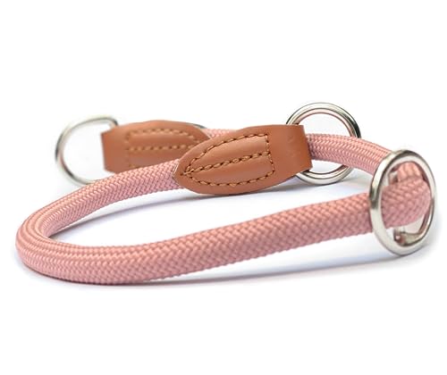 Leisegrün Hundehalsband Paracord verstellbar | Halsband für Hunde aus Nylon | Modell Devon | Rosa | Größe: L von Leisegrün