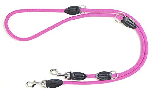 Leisegrün Hundeleine Derby | 2m Länge, Robustes Nylon, Flexibel verstellbar für mittelgroße bis große Hunde | Pink von Leisegrün