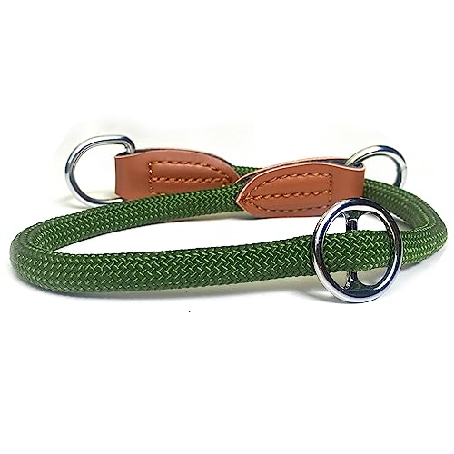Leisegrün Hundehalsband Paracord verstellbar | Halsband für Hunde aus Nylon | Modell Devon | Olivgrün | Größe: XL von Leisegrün