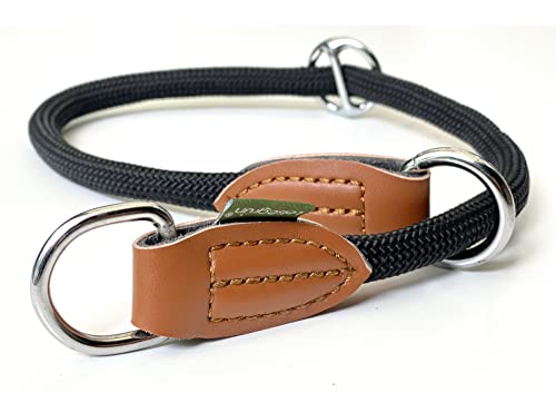 Leisegrün Hundehalsband Paracord verstellbar | Halsband für Hunde aus Nylon | Modell Devon | Schwarz | Größe: XL von Leisegrün