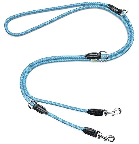 Leisegrün Verstellbare Hundeleine 3m - Robuste Nylon Doppelleine für mittelgroße bis große Hunde, 200kg Zugkraft, 2 Karabiner - Hellblau Leisegrün Verstellbare Hundeleine 3m - Robuste Nylon Doppelleine für mittelgroße bis große Hunde, 200kg Zugkraft, 2 Karabiner - Hellblau von Leisegrün