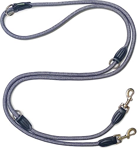 Leisegrün Verstellbare Hundeleine 3m - Robuste Nylon Doppelleine für mittelgroße bis große Hunde, 200kg Zugkraft, 2 Karabiner - Grau Leisegrün Verstellbare Hundeleine 3m - Robuste Nylon Doppelleine für mittelgroße bis große Hunde, 200kg Zugkraft, 2 Karabiner - Grau von Leisegrün