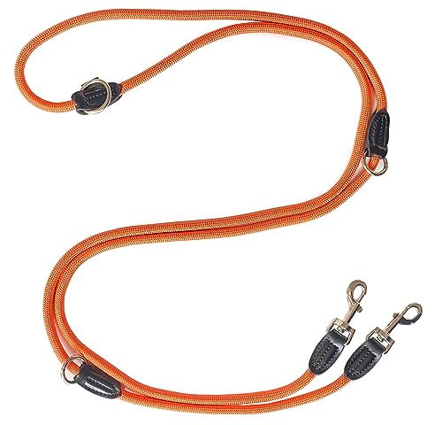 Leisegrün Verstellbare Hundeleine 3m - Robuste Nylon Doppelleine für mittelgroße bis große Hunde, 200kg Zugkraft, 2 Karabiner - Orange Leisegrün Verstellbare Hundeleine 3m - Robuste Nylon Doppelleine für mittelgroße bis große Hunde, 200kg Zugkraft, 2 Karabiner - Orange von Leisegrün