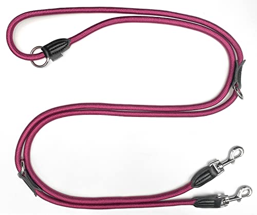 Leisegrün Verstellbare Hundeleine 3m - Robuste Nylon Doppelleine für mittelgroße bis große Hunde, 200kg Zugkraft, 2 Karabiner - Himbeere Leisegrün Verstellbare Hundeleine 3m - Robuste Nylon Doppelleine für mittelgroße bis große Hunde, 200kg Zugkraft, 2 Karabiner - Himbeere von Leisegrün