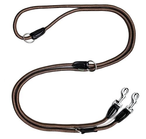 Leisegrün Verstellbare Hundeleine 3m - Robuste Nylon Doppelleine für mittelgroße bis große Hunde, 200kg Zugkraft, 2 Karabiner - Braun Leisegrün Verstellbare Hundeleine 3m - Robuste Nylon Doppelleine für mittelgroße bis große Hunde, 200kg Zugkraft, 2 Karabiner - Braun von Leisegrün