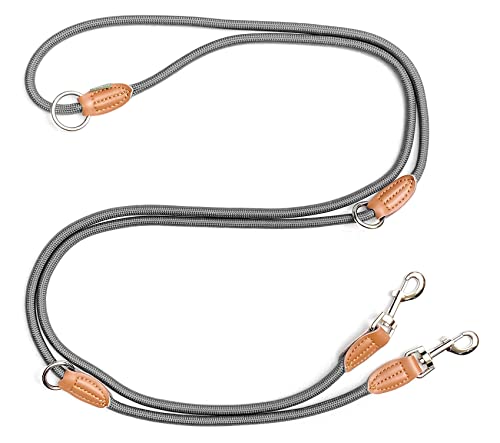 Leisegrün Hundeleine große Hunde | Führleine 3m verstellbar mit 2 Karabiner | 3 Meter lang x 1,1 cm | Nur 300 g | Modell Devon | Grau Leisegrün Hundeleine große Hunde | Führleine 3m verstellbar mit 2 Karabiner | 3 Meter lang x 1,1 cm | Nur 300 g | Modell Devon | Grau von Leisegrün
