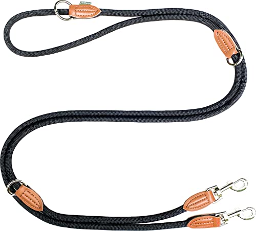 Leisegrün Hundeleine große Hunde | Führleine 3m verstellbar mit 2 Karabiner | 3 Meter lang x 1,1 cm | Nur 300 g | Modell Devon | Schwarz von Leisegrün