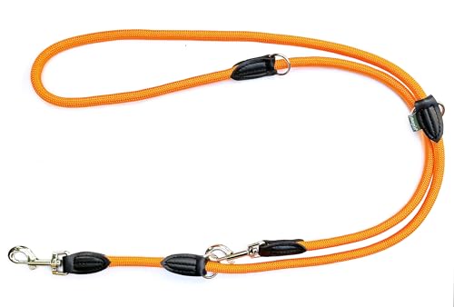 Leisegrün Hundeleine Derby | 2m Länge, Robustes Nylon, Flexibel verstellbar für mittelgroße bis große Hunde | Leuchtendes Orange von Leisegrün