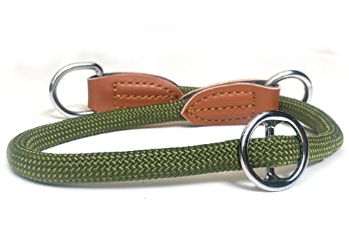 Leisegrün Hundehalsband Paracord verstellbar | Halsband für Hunde aus Nylon | Modell Devon | Olivgrün | Größe: L von Leisegrün