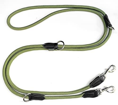 Leisegrün Verstellbare Hundeleine 3m - Robuste Nylon Doppelleine für mittelgroße bis große Hunde, 200kg Zugkraft, 2 Karabiner - Olivgrün Leisegrün Verstellbare Hundeleine 3m - Robuste Nylon Doppelleine für mittelgroße bis große Hunde, 200kg Zugkraft, 2 Karabiner - Olivgrün von Leisegrün