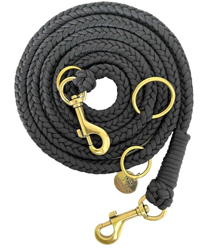 Leisegrün Paracord Hundeleine 2m | Handgefertigte Leine 3-Fach verstellbar | Handmade für kleine und mittelgroße Hunde (Noir, 2 m) | Farbe: Schwarz von Leisegrün