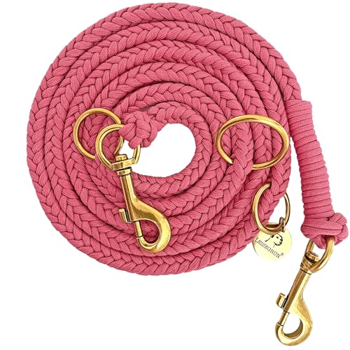 Leisegrün Paracord Hundeleine 2m | Handgefertigte Leine 3-Fach verstellbar | Handmade für kleine und mittelgroße Hunde (Princess, 2 m) | Farbe: Rosa von Leisegrün