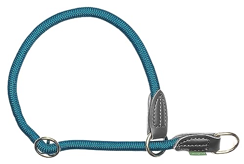 Leisegrün Retrieverhalsband verstellbar | Halsband für Hunde aus Nylon mit Zug-Stopp | Modell Derby | Petrol | Größe: XL von Leisegrün