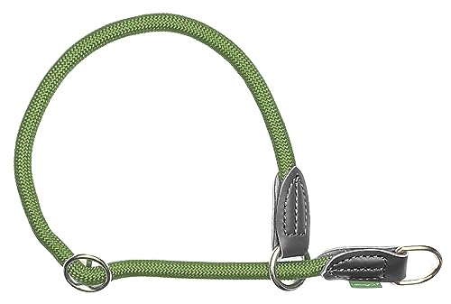 Leisegrün Retrieverhalsband verstellbar | Halsband für Hunde aus Nylon mit Zug-Stopp | Modell Derby | Olivgrün | Größe: XL von Leisegrün