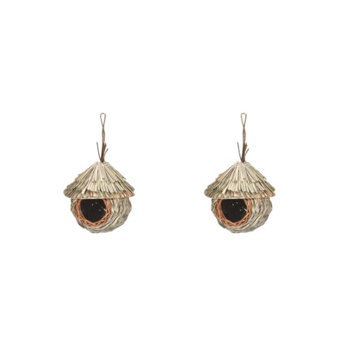 2 Set Natur Vogelhaus Roosting Hütte Hängende Vögel Käfig Nest für Eulen Lovebirds, 19 cm von Leisurealeaneag
