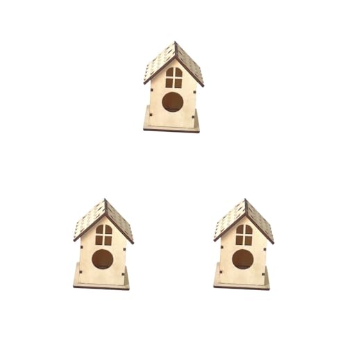 3 Set DIY Making Birdhouse Wooden Nest Birdcage Hanging Nest Sturdy for Small Bird von Leisurealeaneag