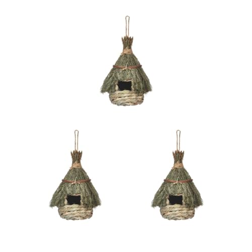 3 Set Natur Vogelhaus Roosting Hütte Hängende Vögel Käfig Nest für Eulen Lovebirds, 22 cm von Leisurealeaneag