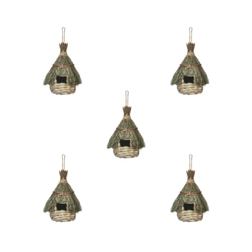 5 Set Natur Vogelhaus Roosting Hütte Hängende Vögel Käfig Nest für Eulen Lovebirds, 22 cm von Leisurealeaneag