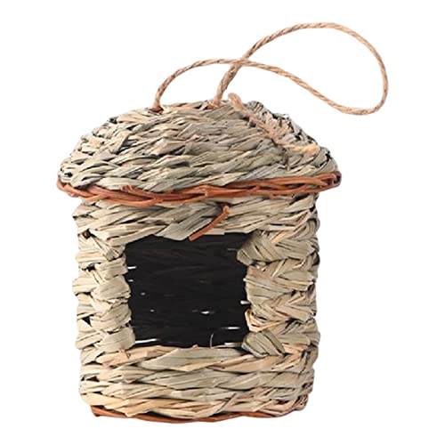 Handgewebtes Naturgras zum Aufhängen, Strohnest, Küken, stabil, für Terrasse, draußen, 14 x 10 cm, mittelgroß von Leisurealeaneag