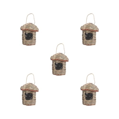 Strohnest, handgewebt, Naturgras, zum Aufhängen, Küken, stabil für Terrasse, draußen, 13 x 8 cm, Größe M, 5 Stück Strohnest, handgewebt, Naturgras, zum Aufhängen, Küken, stabil für Terrasse, draußen, 13 x 8 cm, Größe M, 5 Stück von Leisurealeaneag