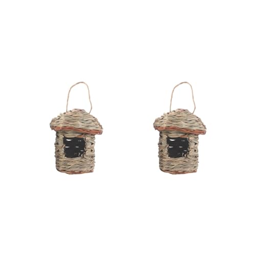 Strohnest, handgewebt, Naturgras, zum Aufhängen, für Terrasse, Outdoor, 13 x 8 cm, mittelgroß, 2 Stück von Leisurealeaneag