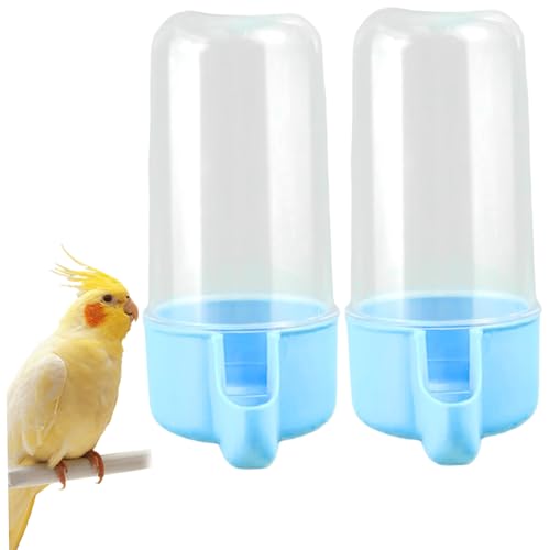 2pcs Vogelwasserspender, 200 ml automatischer Vogelwasserfuttermittel, klarer sichtbarer Lebensmittelbehälter 4.7x2 Käfig -Feeder mit Schnalle für Papagei Lovebirds Canary Finch Rabbitfor von LejeMaek