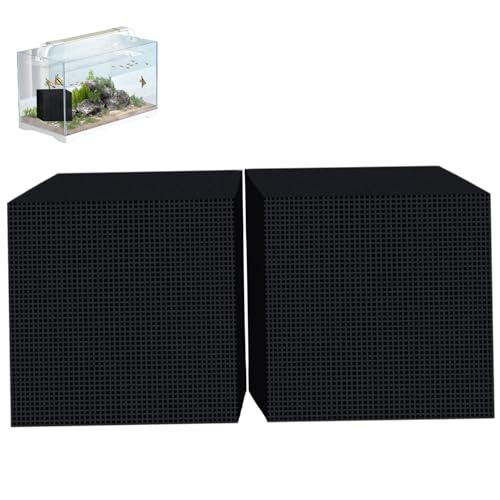 2pcs Wassertrogreiniger Würfel 4x4x4in Starke Filtration Aktiviertes Kohlenstoff Aquarium Kohlenstoff wiederverwendbares Tierwassertank mit Wabenstruktur für 39, 37 -Zoll -Fischtank -Trogreiniger von LejeMaek