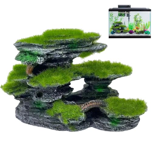 Aquarium View Stone, 6,7x2,4x4,5 Mossed Aquarium Versteck, Tauchharz -Aquarium -Dekorationen groß, DIY Friendly Fish Tank Accessoires Aquarium Dekorationen groß von LejeMaek
