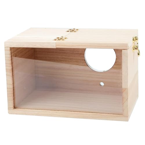 Bird Nisting Box, transparente hölzerne Nistkiste mit Nachahmungszweig, 5x5x8 umweltfreundliches Vogelhaus für die Zucht für Papageien Lovebirds Blockier FinchesNesting von LejeMaek