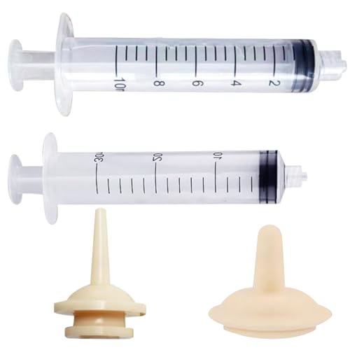 Brustwarze für Kätzchen, 2pcs 10 ml+30 ml Fütterungsspritze für Katzen, sicherer Silikonkatze Schnuller, Anti-Kanal-Welpenflaschen für die Pflege von MFOR von LejeMaek