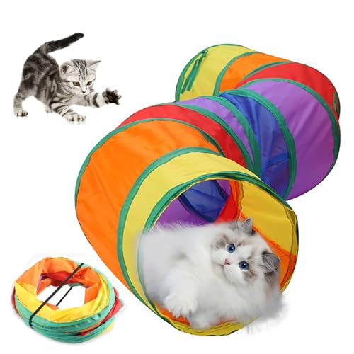 LejeMaek Cat Toys S Cat Tunnel 8.43x9,84 Zoll zusammenklappbar Kitty Indoor Outdoor -Spielzeug mit 2 Löchern und Spielball für Welpen Kaninchen kleines Tier Regenbogenfarbe täglich Vorräte LejeMaek Cat Toys S Cat Tunnel 8.43x9,84 Zoll zusammenklappbar Kitty Indoor Outdoor -Spielzeug mit 2 Löchern und Spielball für Welpen Kaninchen kleines Tier Regenbogenfarbe täglich Vorräte von LejeMaek