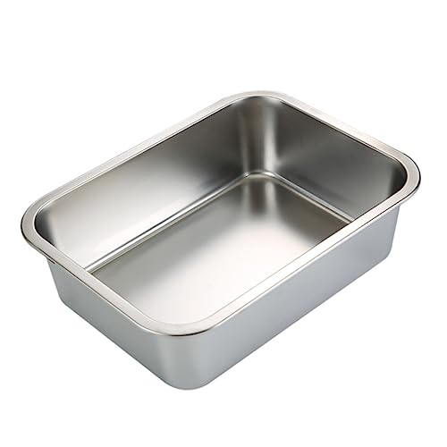 Edelstahl -Katzentoilette für Katzen Kaninchen -Geruchskontrolle Nicht -Stabstreu -Tablett extra große Pfanne 45 x 35 x 10 cm Stahl von LejeMaek