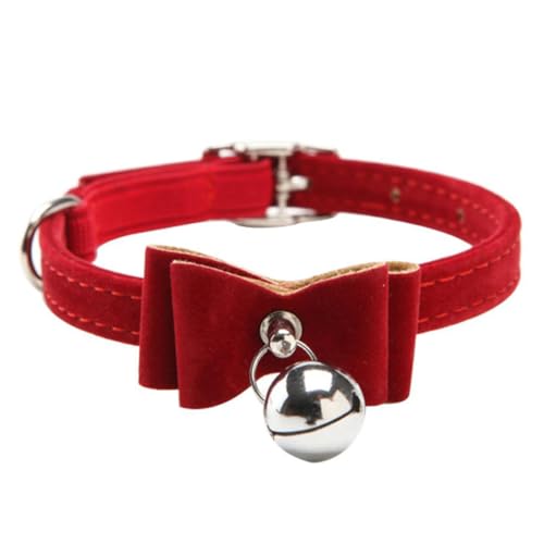 Haustierkragen mit Bogenknoten Bell Katzenkragen Kätzchen Verstellbare Samtfliege Bindung Sicherheit elastischer Bowtie Bell Red Krawatte Haustier von LejeMaek