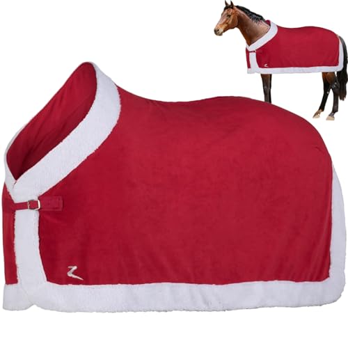 Horse Decke Weihnachten Red Horse Sheets Soft Fleece Decke warme Winterdecke mit weißen Kunstpelzkante für Weihnachten von LejeMaek