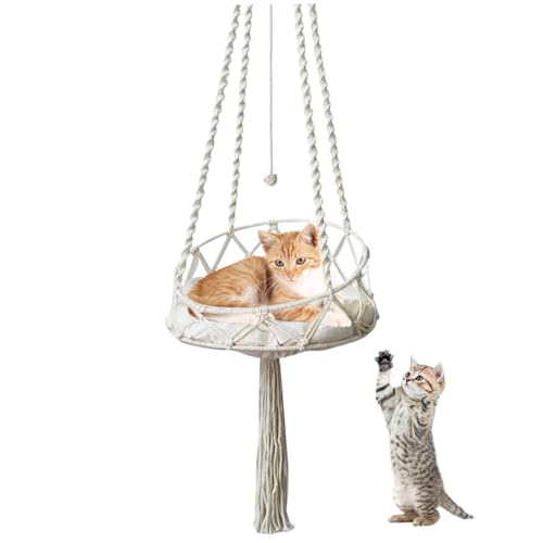 Katze Hängematte 16x51in Makrame Katze Swing geneigte Schiene Boho Katze Hängemattenbett mit Quaste und Seilball -Katze Hanging -Bett für Zuhause, Wohnzimmer, drinnen, keine Kissenkatze Hängematte Hä Katze Hängematte 16x51in Makrame Katze Swing geneigte Schiene Boho Katze Hängemattenbett mit Quaste und Seilball -Katze Hanging -Bett für Zuhause, Wohnzimmer, drinnen, keine Kissenkatze Hängematte Hä von LejeMaek