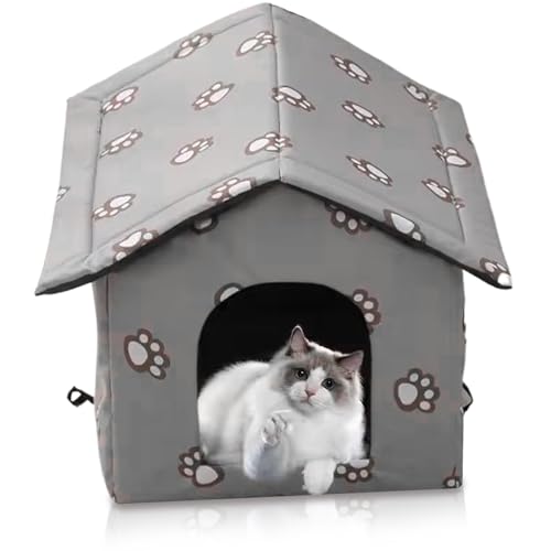 Katzenhaus im Freien, wetterfeste thermische Oxford -Stoff Outdoor -Katzenschutz mit Reißverschlussdeckel Wasserdichtem Katzenhaus mit Schnallenriemen für kleine streunende Katzen und Hunde im Freien Katzenhaus im Freien, wetterfeste thermische Oxford -Stoff Outdoor -Katzenschutz mit Reißverschlussdeckel Wasserdichtem Katzenhaus mit Schnallenriemen für kleine streunende Katzen und Hunde im Freien von LejeMaek