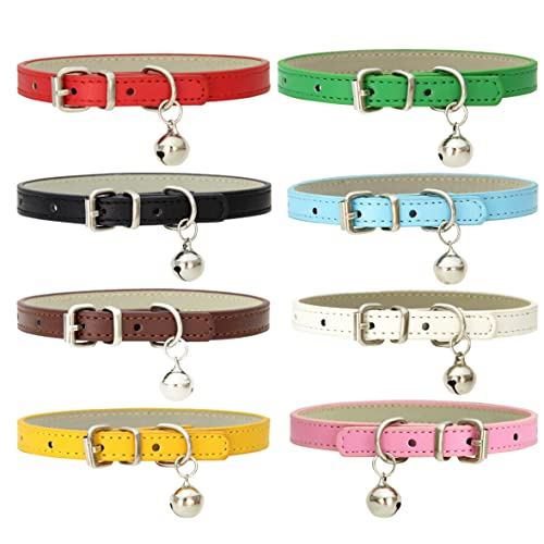 Katzenkragen PU Pet Halskette Reflektierende Kragen mit Glocke für Welpen Hunde Katzentiere Haustier Vorräte 8pcs Kragen von LejeMaek