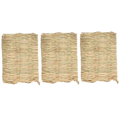 Kleine tierische Grasmatte Kaninchen gewebtes Bett Matte Bunny Bettwäsche Nest Hamster Kaut Spielzeug 3pcsmat von LejeMaek